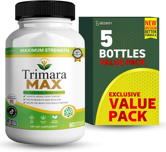 Trimara Max Maximum Strength Natural Dietary Supplement, 60 Capsules, All Natural Ingredients with Psyllium Powder, 30-Day Supply (5)
