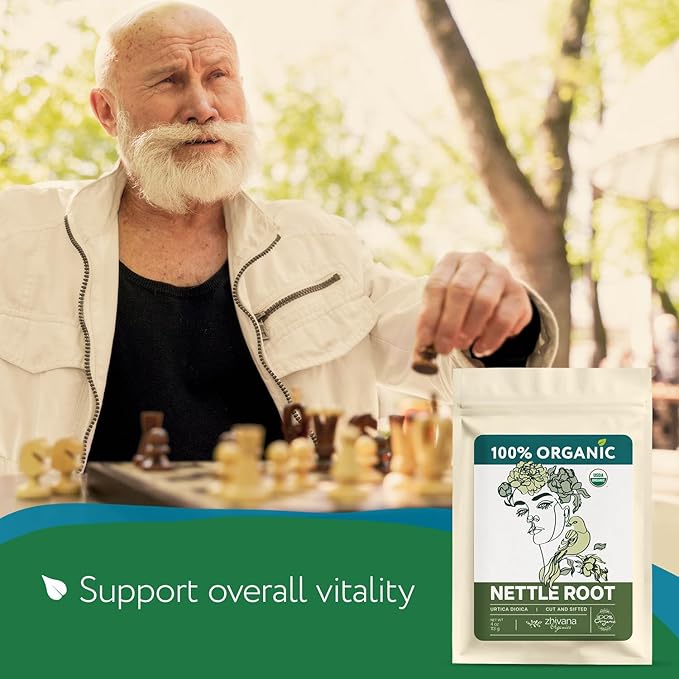 Organic Stinging Nettle Root Tea for Men's Health (4oz.) - Traditionally Used for Male Vitality & Overall Wellness — Make Herbal Infusions, Extracts, Tinctures, Oils — Té de Raíz de Ortiga Supports Prostate Health, Hormonal Balance & Energy - Make Herb...