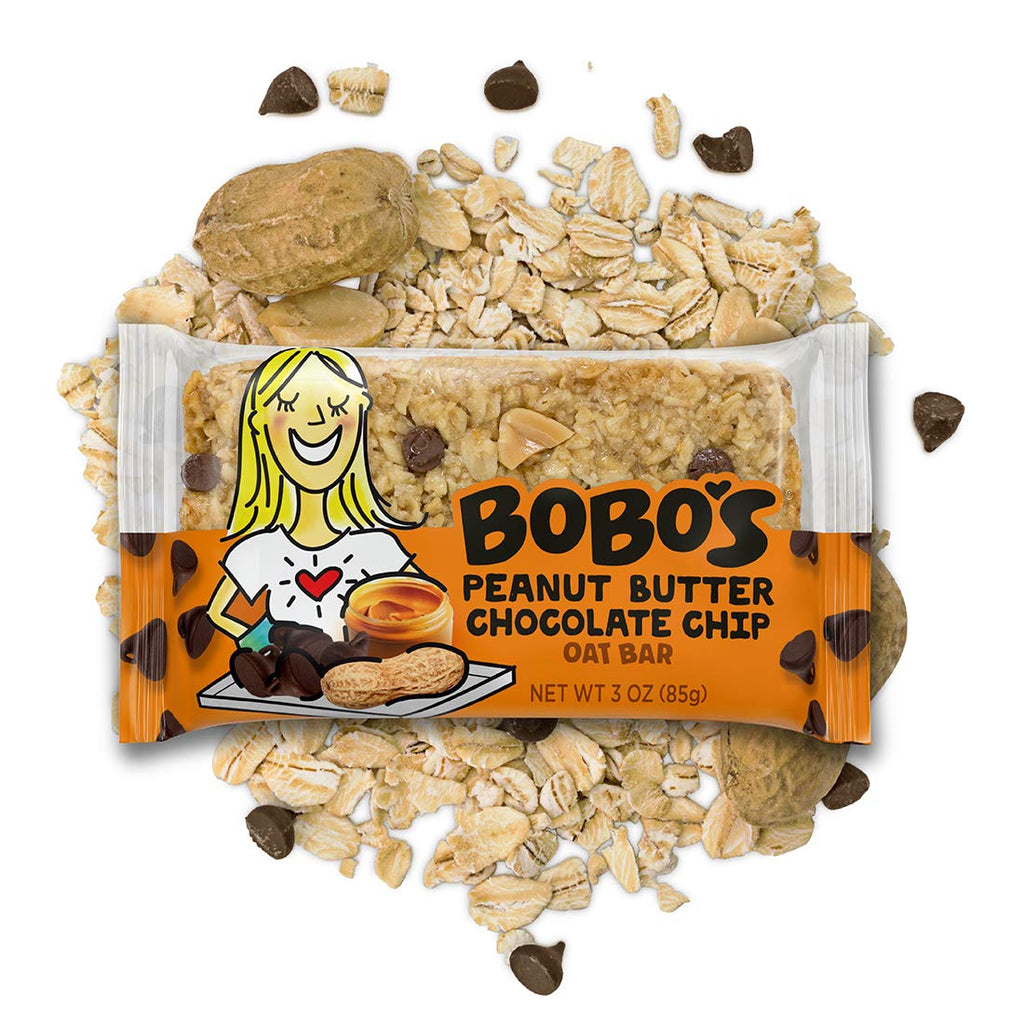 Bobo's Peanut Butter Chocolate Chip Oat Bars, Gluten Free, Non-GMO, Whole Grain Oats, Pack of 12 | Snack Bars | On-the-Go | Made with Simple Ingredients