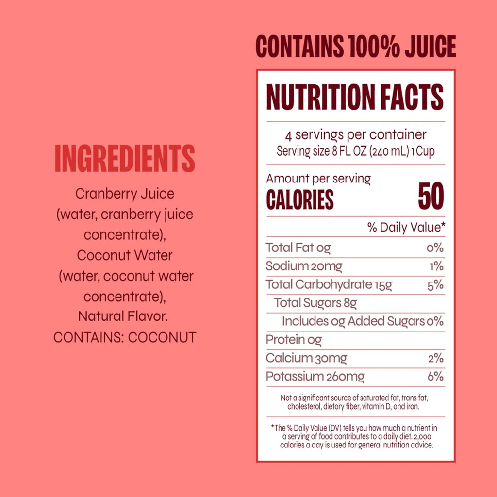 Revl Fruits™ 100% Juice, Boldly Cran™ Cranberry Juice, No Added Sugar, 32 fl oz. Carton
