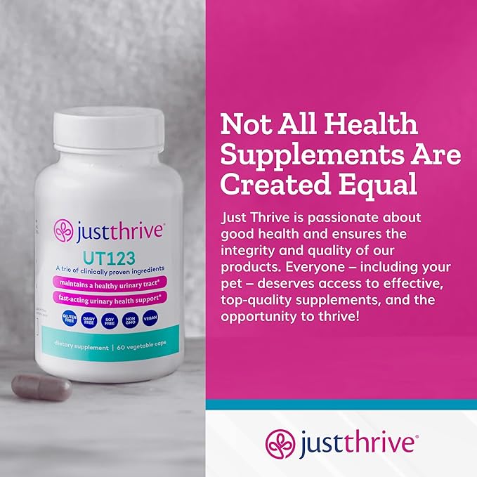 Just Thrive UT123 - Supports Urinary Tract Health for Women - Made with Cranberry, 60 Capsules