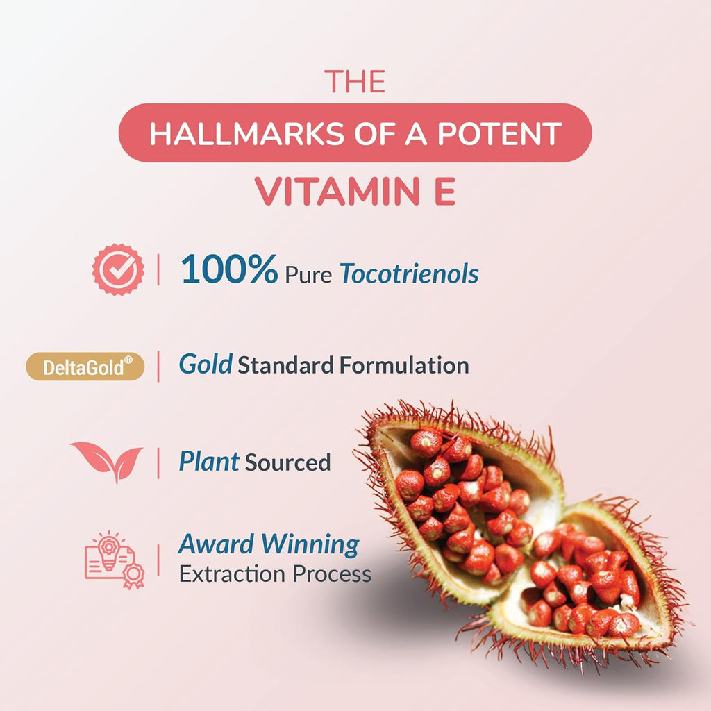 Eannatto Tocotrienols Vitamin E Supplements Tocopherol Free, Supports Immune Health, Non-GMO, Gluten Free & Antioxidant (125MG 60 Softgels)