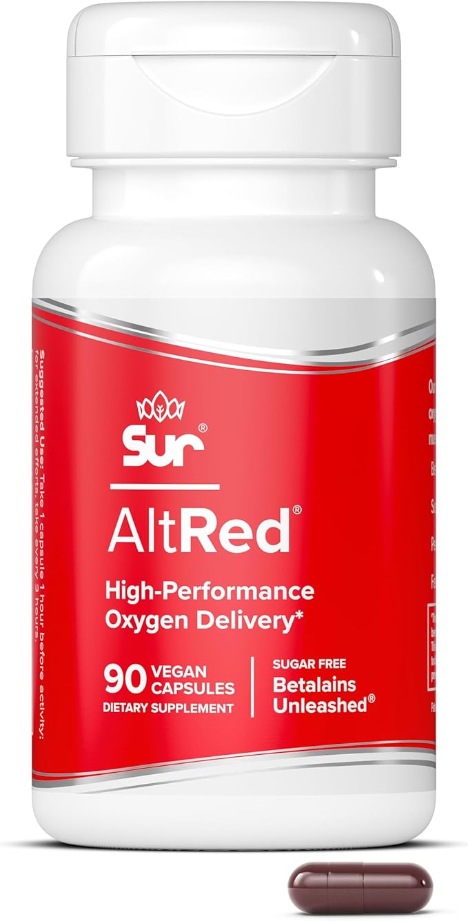 Sur AltRed Beet Root Capsules for Muscle Recovery and Sports Nutrition - 25% Betalain Extract Pre Workout & Nitric Oxide Supplement for Endurance Athletes