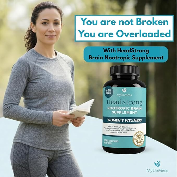 HeadStrong Nootropic Brain Supplement for Women – Cognitive Support Supplements – Advanced Memory Formula for Mood Support & Daily Wellness – Unflavored, Vegan & Gut-Friendly – 90 Capsules