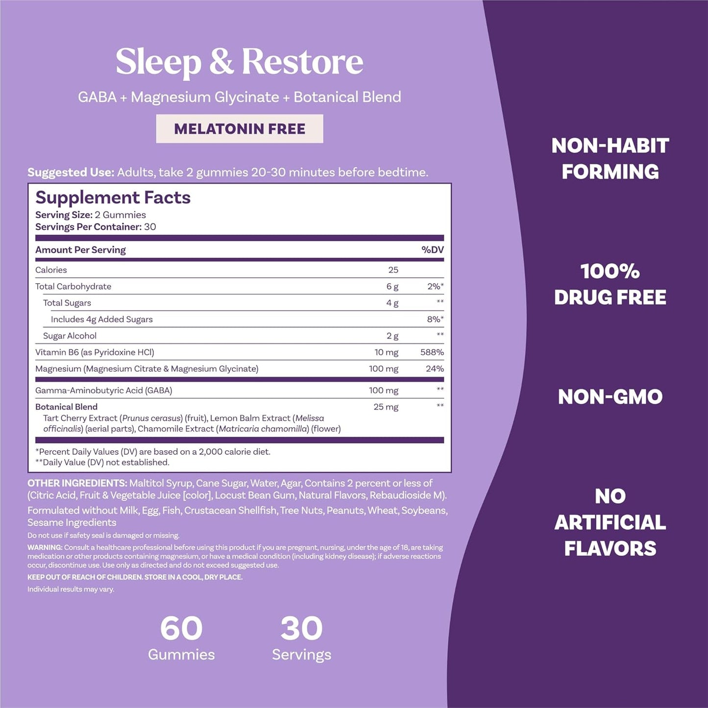 Natrol Sleep & Restore Magnesium Glycinate Blend Gummies, Magnesium for Sleep Aids for Adults, Melatonin-Free, Cherry Flavored, 30 Day Supply