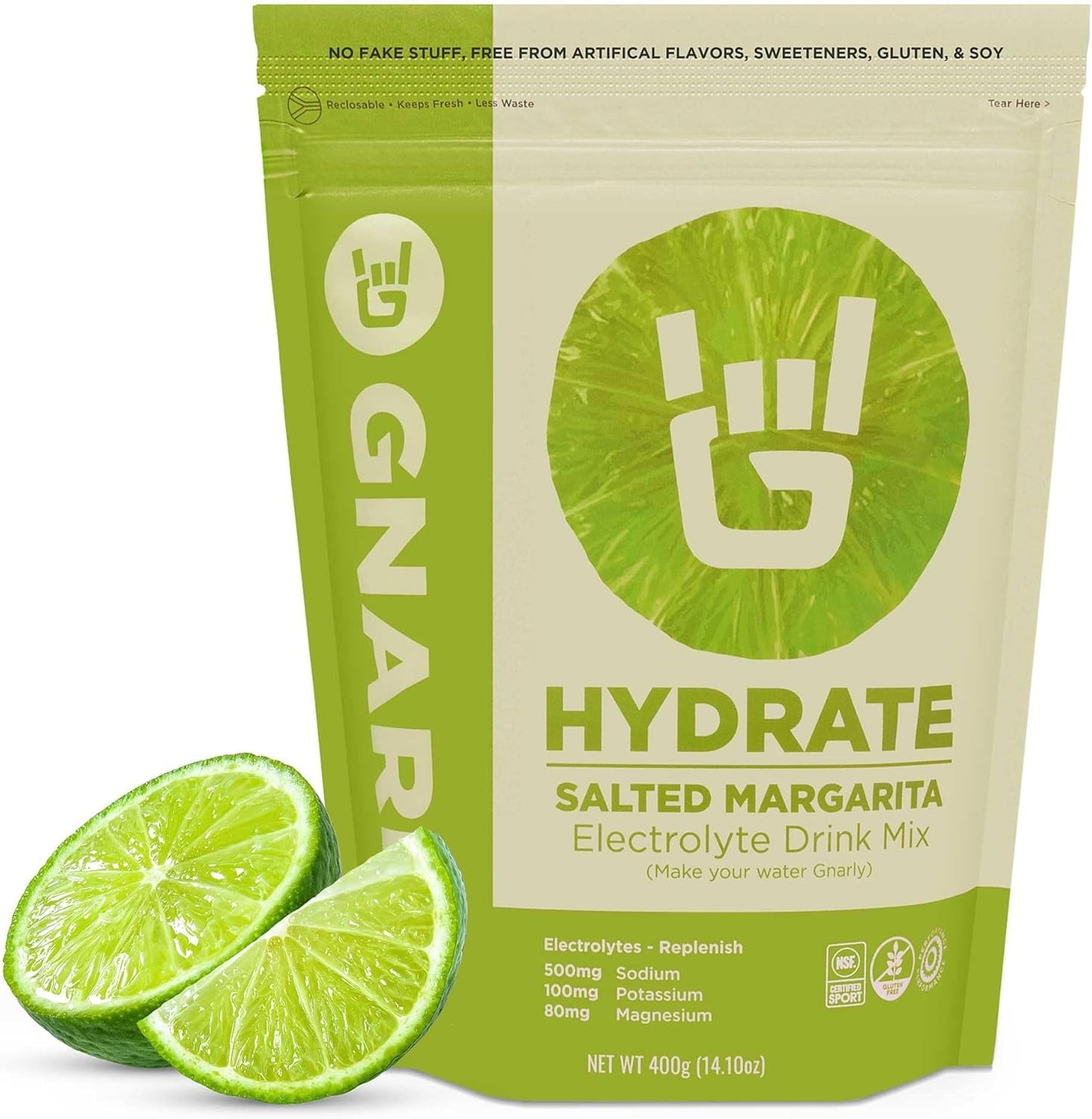 Gnarly Nutrition Hydrate Electrolyte Powder – Salted Margarita Exercise Hydration Drink Mix – NSF Sport Certified – Electrolyte Solution, Performance & Recovery – Salted Margarita, 14.10 oz