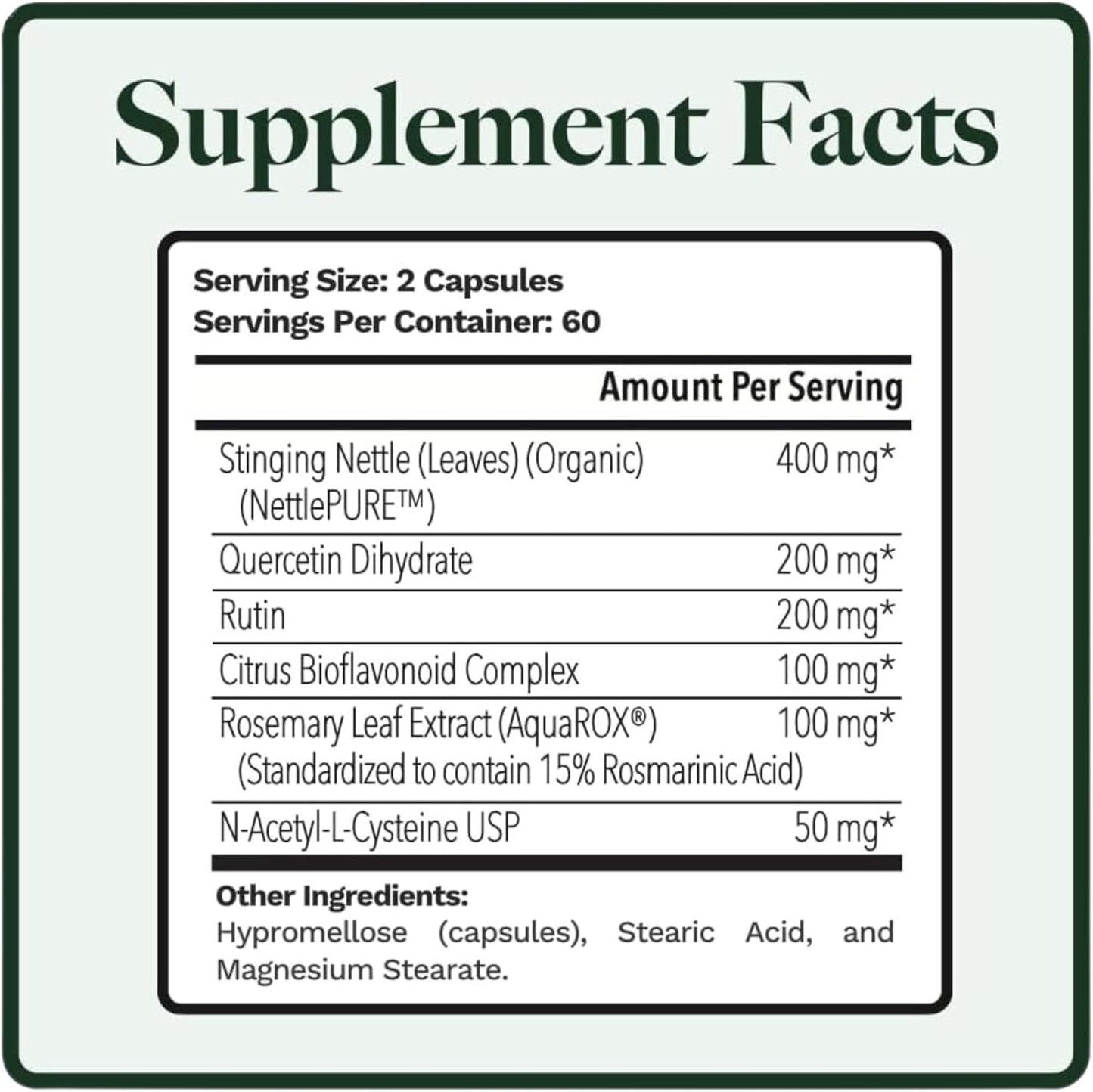 Allurtica | Herbal Supplement with Quercetin and Stinging Nettle | Seasonal Support for Adults & Kids | Non Drowsy | 120 Capsules