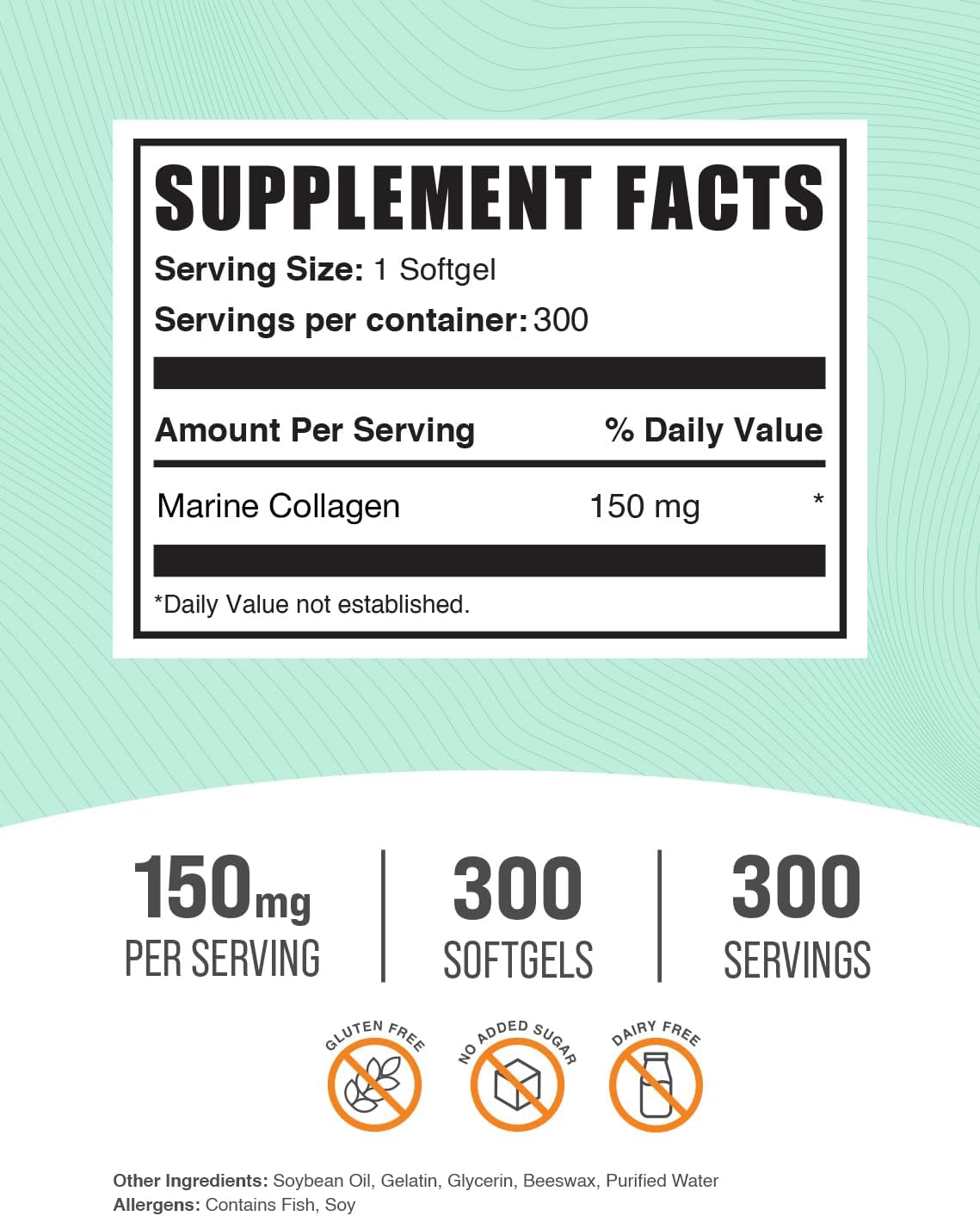 BulkSupplements.com Collagen Softgels - Collagen Peptides Capsules - Collagen Pills for Women - Collagen Peptides Pills - Marine Collagen - Collagen Supplements (300 Count - 300 Servings)