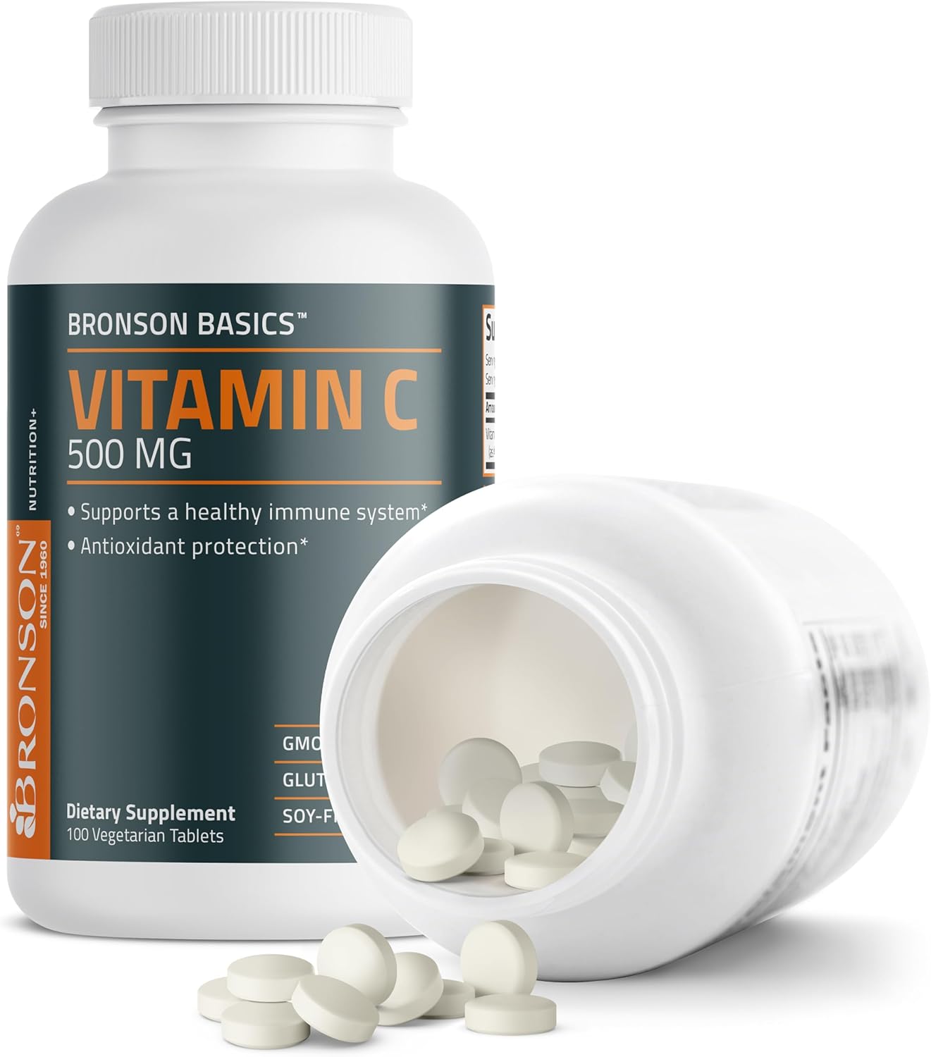 Bronson Vitamin C 500 MG Supports a Healthy Immune System & Antioxidant Protection, Non-GMO, 100 Vegetarian Tablets