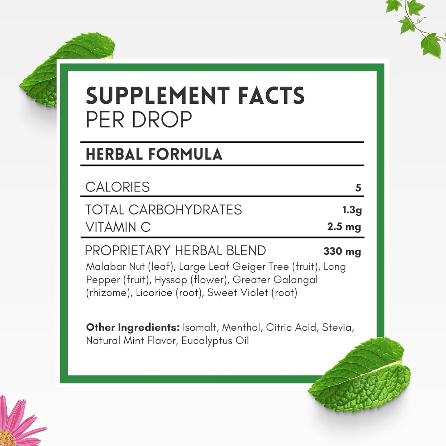 HERBION Naturals Cough Drops, Sugar-Free with Stevia, Dietary Supplement, Soothes Cough, for Adults & Children Over 6 Years, 125 Drops (Pack of 5), Mint