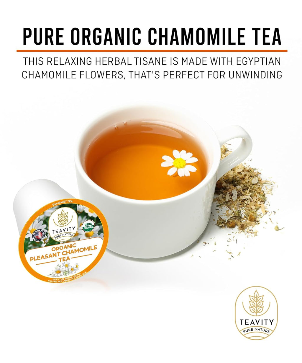 Teavity Organic Chamomile Tea Pods for Keurig - Decaf, 12 Count