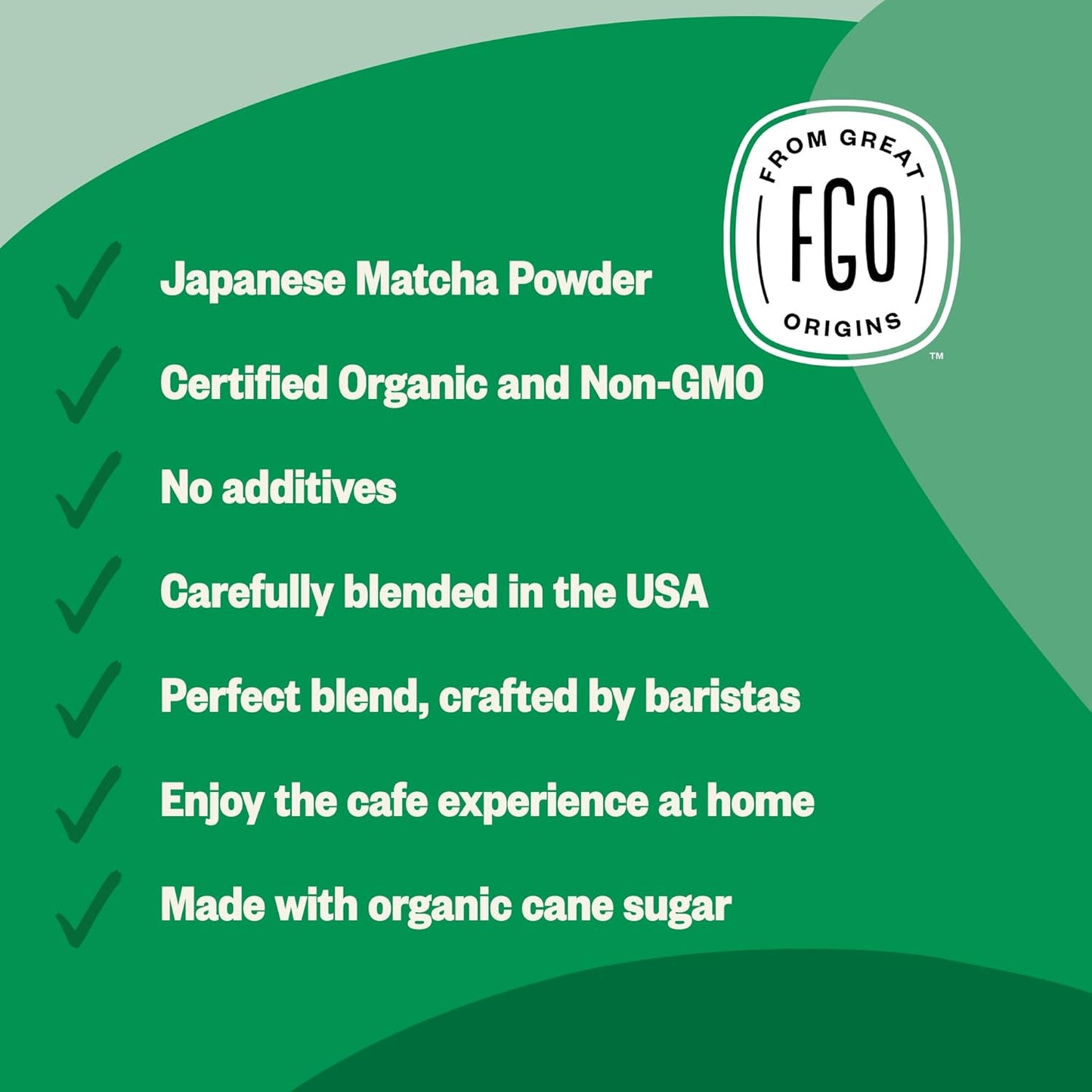 FGO Organic Matcha Latte Powder, 4 Ounce Resealable Bag, Japanese Matcha with Organic Cane Sugar, Lightly Sweetened, Packaging May Vary (Pack of 1)