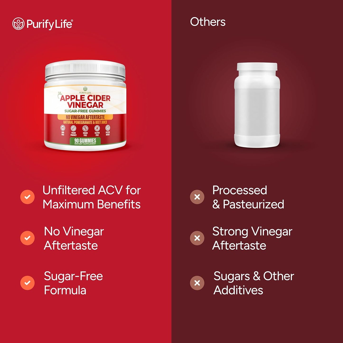 Sugar-Free Apple Cider Vinegar Gummies for Adults (90 Chews) – Unfiltered, Detox ACV Gummies with the Mother for Gut Health, Energy, Digestion & Immune Support – No More Capsules, Pills or Acid Reflux