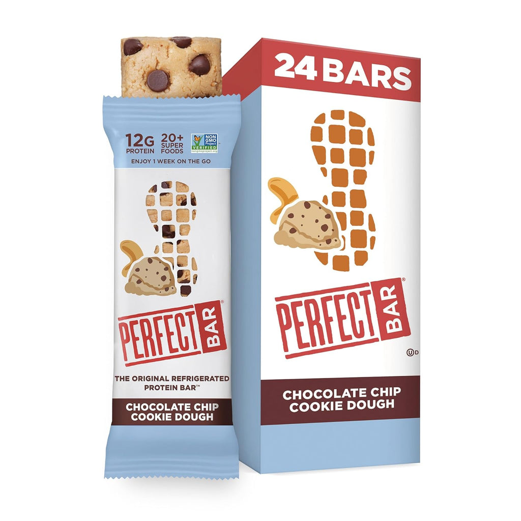 Perfect Bar, Chocolate Chip Cookie Dough Protein Bar, Sports Nutrition Protein Bars, Gluten Free Protein Bars, Soy Free Protein Bars, Non GMO, No Sugar Alcohols, 2.2 Ounce Bar, 24 Count