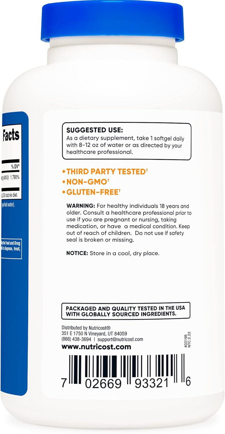 Nutricost Vitamin E 400 IU, 240 Softgel Capsules (2 Bottles)