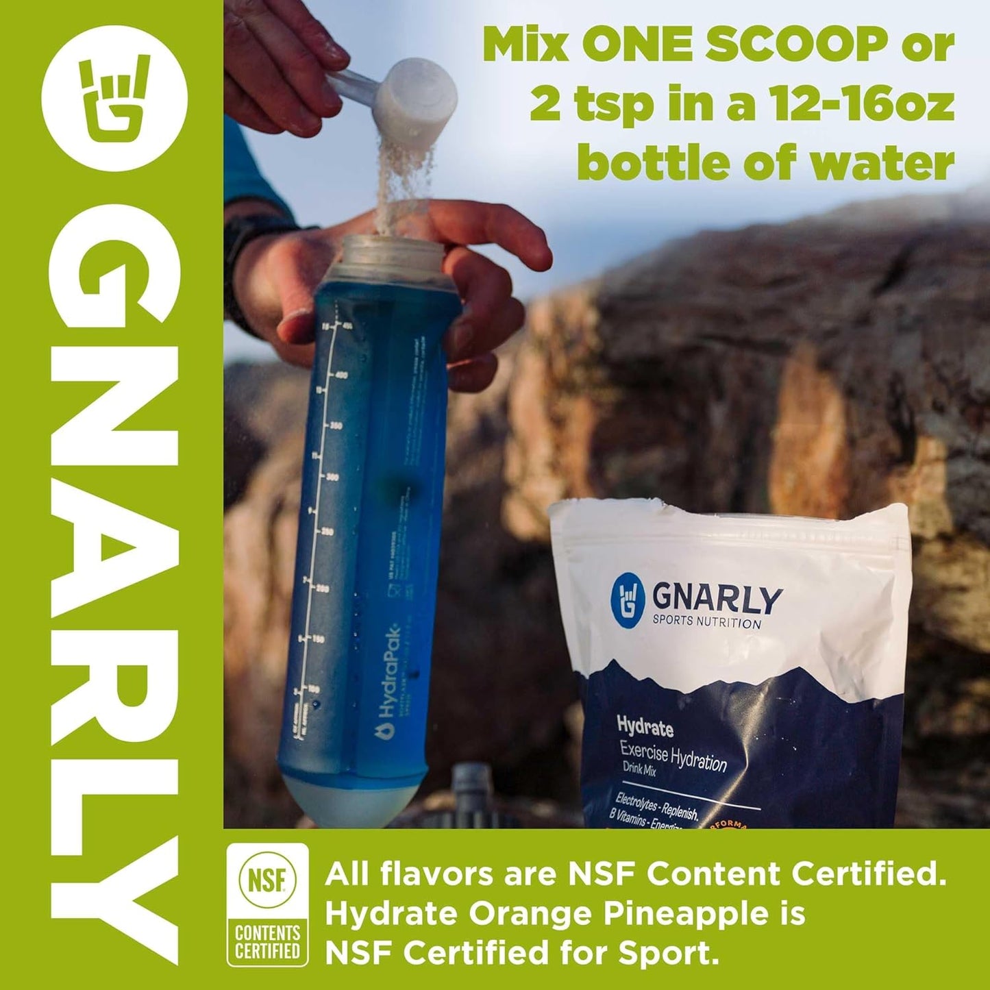 Gnarly Nutrition Hydrate Electrolyte Powder – Salted Margarita Exercise Hydration Drink Mix – NSF Contents Certified – Electrolyte Solution, Performance & Recovery – Salted Margarita, Box of 20 Stick