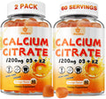 (2 Pack) Calcium Citrate Gummies,Calcium 1200 mg with Vitamin D3 and K2 for Women & Men.Supports Bone Muscle & Teeth - Natural Orange Flavor,120 Gummies- 60 Day Vegan Supply
