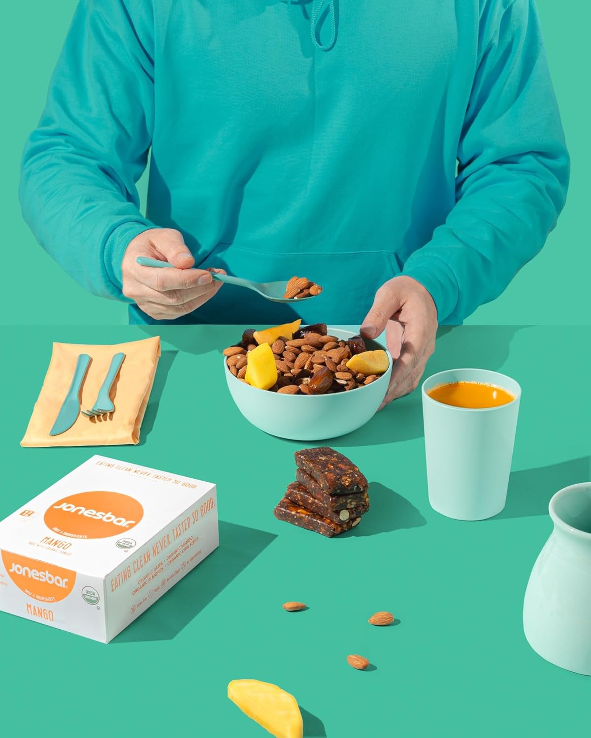 JONESBAR Organic Plant Based Protein Bars | Mango Almond | Fruit & Nut Bar, Kosher, Gluten Free, Paleo Breakfast Bars, School Snacks, Vegan Snack & Healthy Snacks for Adults and Kids (Pack of 12)