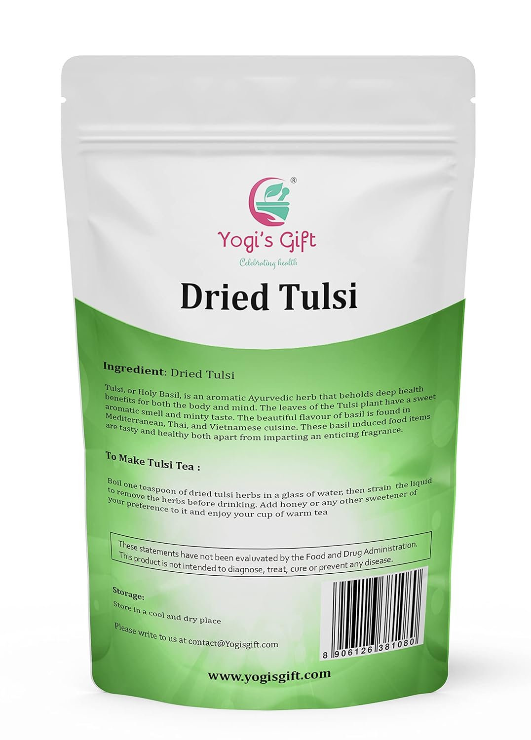 Dried Tulsi | Holy Basil Leaf Tea 1 LB | Relaxing and Calming Tea | 100% Natural | by Yogi's Gift®