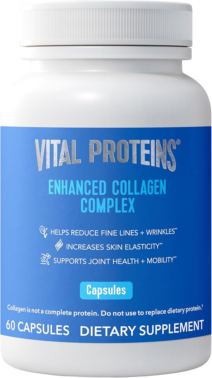 Vital Proteins® Enhanced Collagen Complex Capsules with BioCell Collagen® - Supports Skin Elasticity, Joint Health and Helps Reduce Fine Lines & Wrinkles (1) - 60 Count