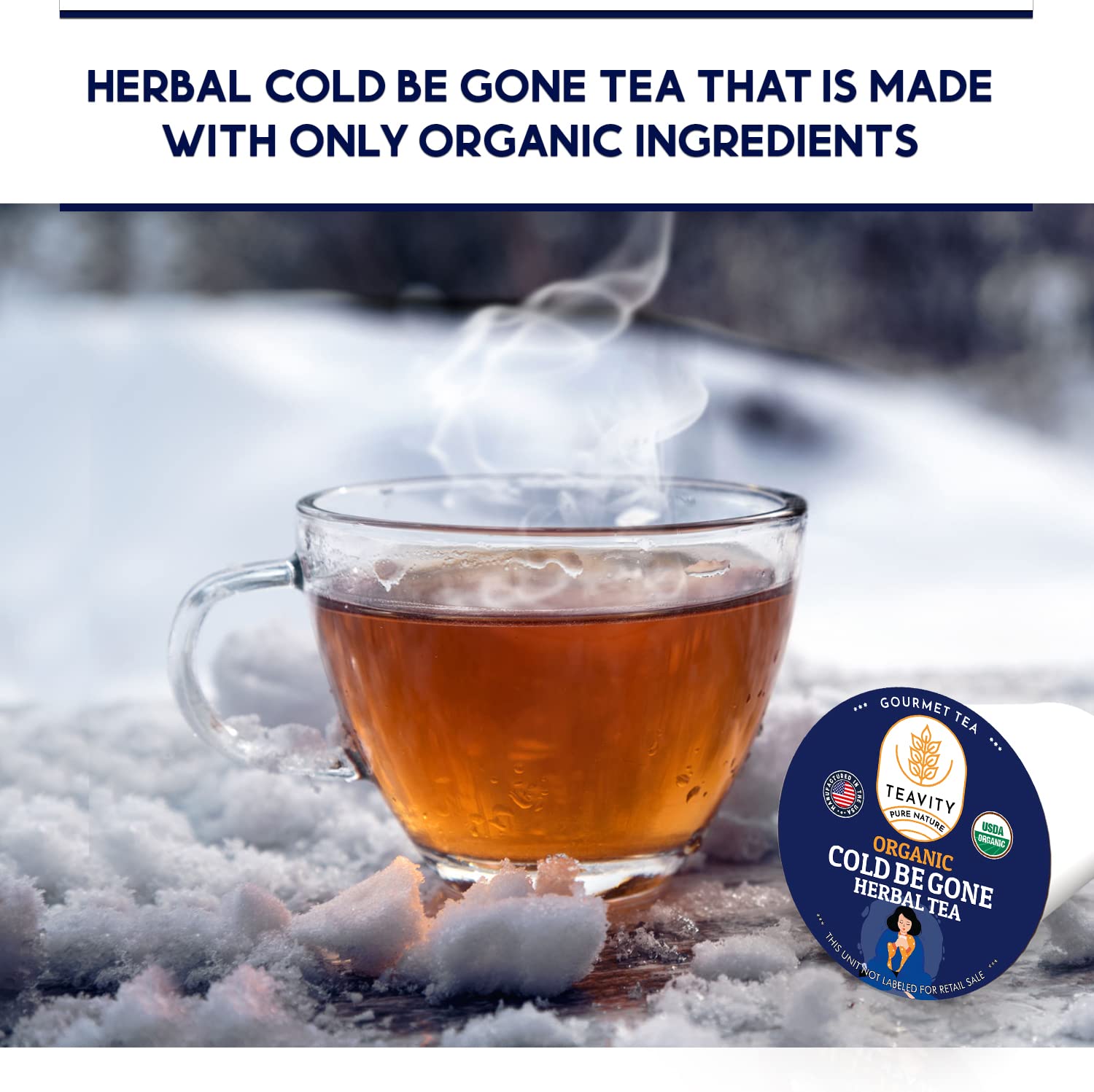 Organic Rooibos Tea Pods for Keurig with Lemon, Mint, Licorice - Unsweetened Decaf Tea for K Cup Brewing - Cold Be Gone by Teavity (12 Tea Pods)