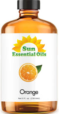 Sun Essential Oils - Sweet Orange Essential Oil 8 oz with Dropper for Diffusers, Hair, Skin Care, Aromatherapy Massage, Candle, Soap, Lotion & Cleaning Products Making, Citrus Scent for Home