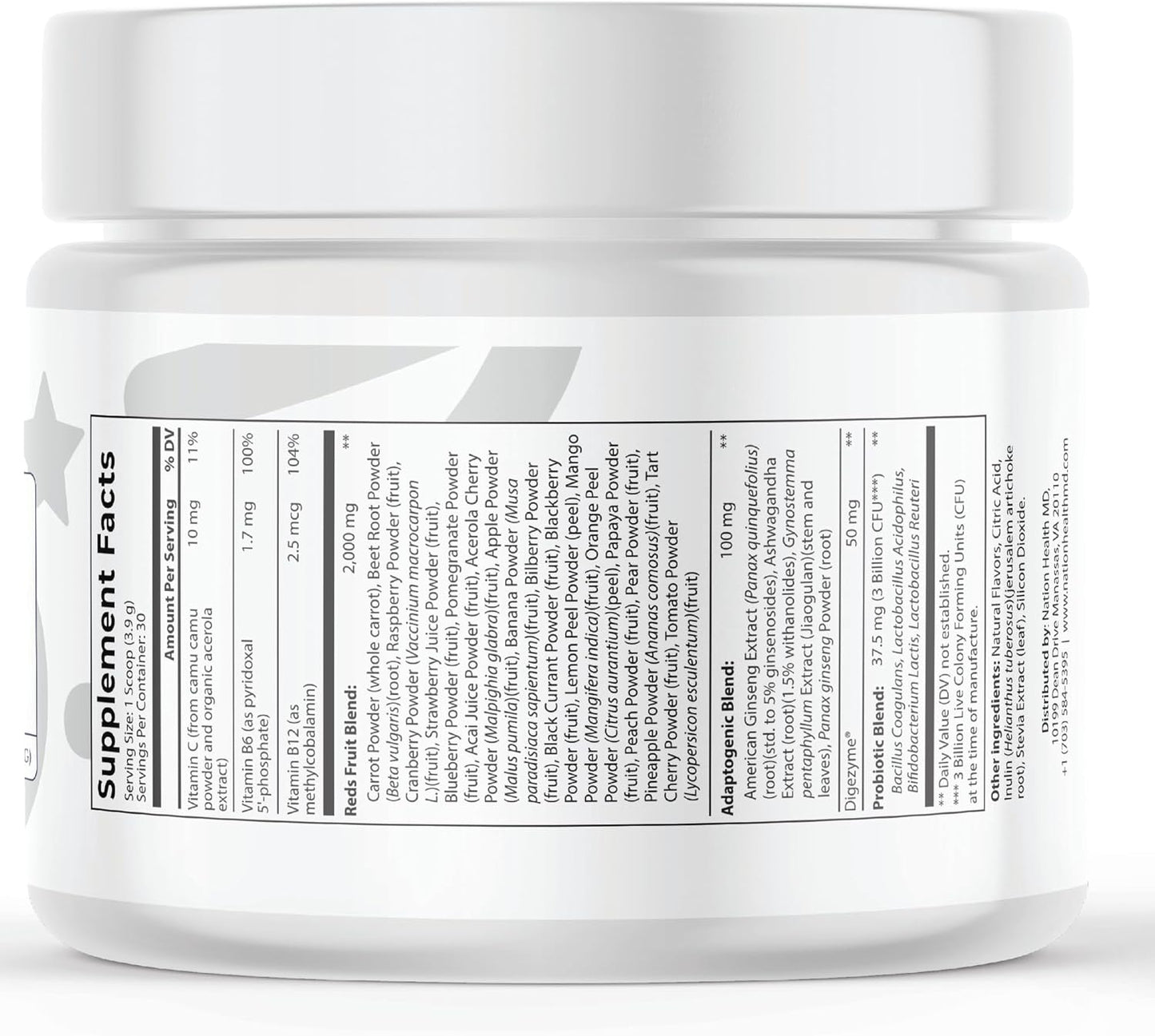 Reds - Superfood Powder Vegetable & Fruit Blend for Women & Men 4.13 Oz