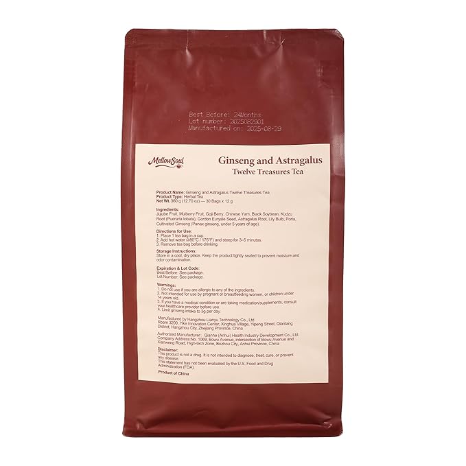 Kidney Tea Formula Ginseng Twelve Treasure Tea -Upgraded Ginseng Five Treasures,Natural Herbal Blend with 12 Traditional Chinese Herbs Kidney , Caffeine-Free,Detox & Cleanse, Liver Support & Energy Boost For Men Women(1 Pack/30 Bags)(Twelve Treasure)