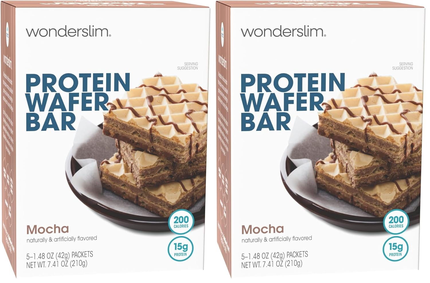 WonderSlim Protein Wafer Snack Bar, Mocha, 200 Calories, 15g Protein, 0mg Cholesterol (5ct) (Pack of 2)