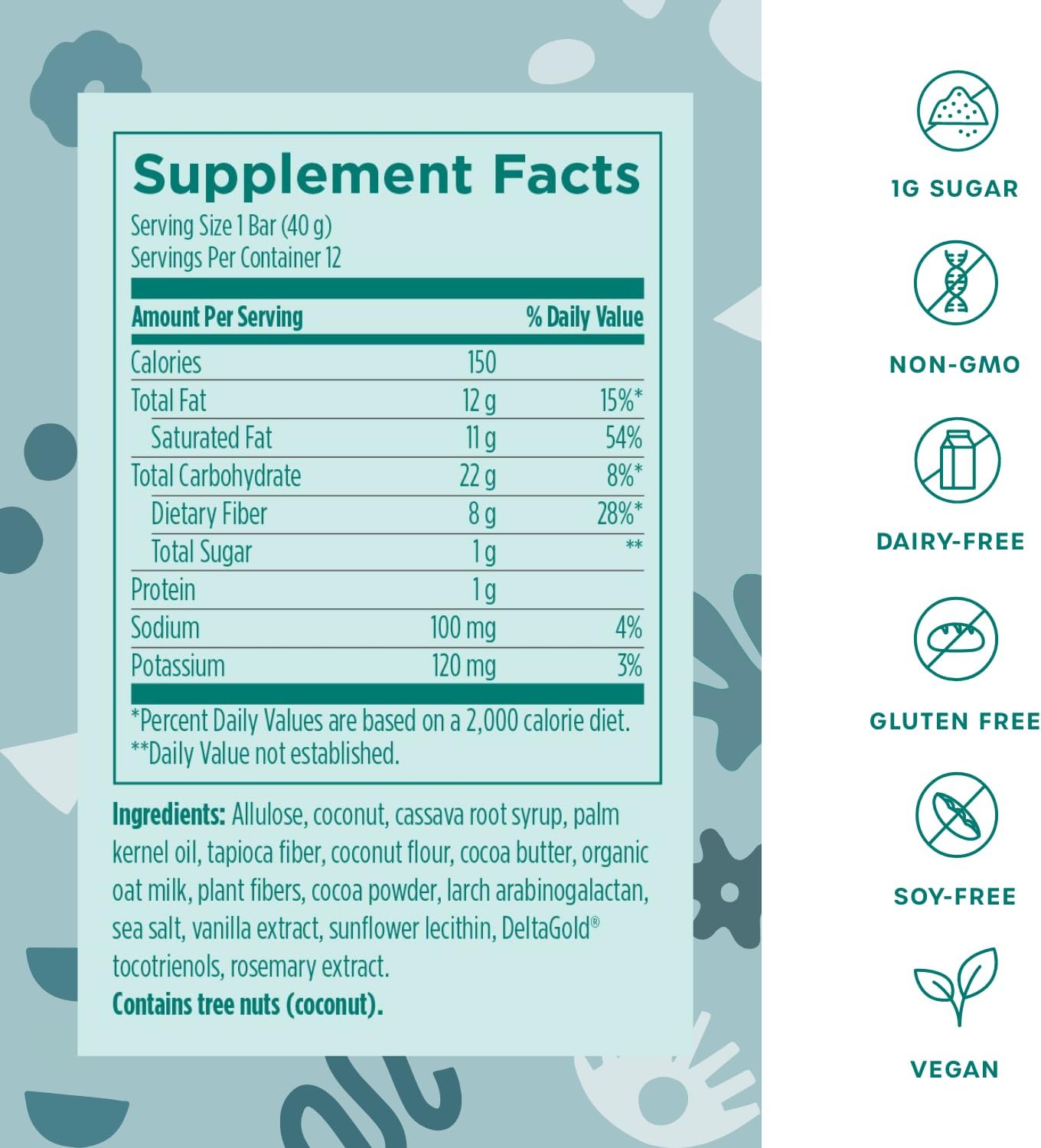 Fx Cocommune Fiber Supplement Bars - 8g Fiber with Prebiotic Fiber for Gut Health, Metabolism and Immune Support* - Vegan with 1g Sugar, 2g Net Carbs - Chocolate + Creamy Coconut (12 Bars)