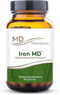 MD Prescriptives Iron MD Capsules - Daily Iron Supplement for Women & Men with Vitamin C, Vitamin B12 & Folic Acid - Optimal Absorption Formula - 60 Veg Capsules