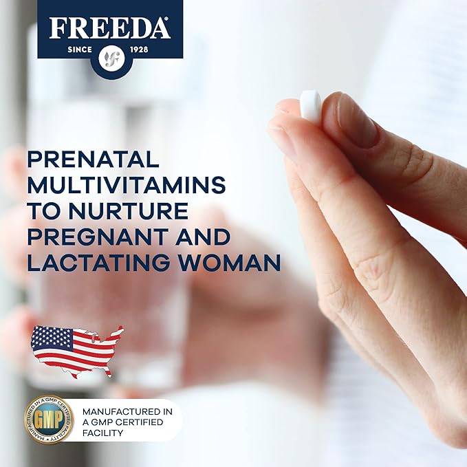 FREEDA Mini Prenatal Vitamin - Kosher Prenatals -Tiny Easy to Swallow Tablets - Prenatal Vitamins with Iron, Prenatal Folic Acid/Folate, Vitamin D - Pre Natal Multivitamin for Pregnant Women (240)