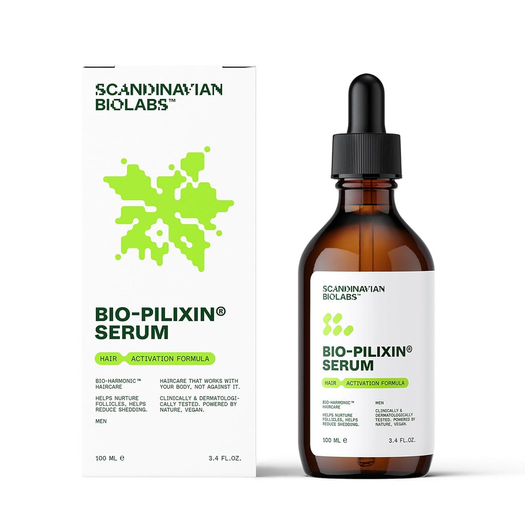 Scandinavian Biolabs Bio-Pilixin® Serum For Men | Helps Reduce Hair Loss Due to Breakage, Help Activate Hair Growth, Stem Cell Technology, Drug-Free Daily Use, Clinically Tested, 100 mL/ 3.4 Oz