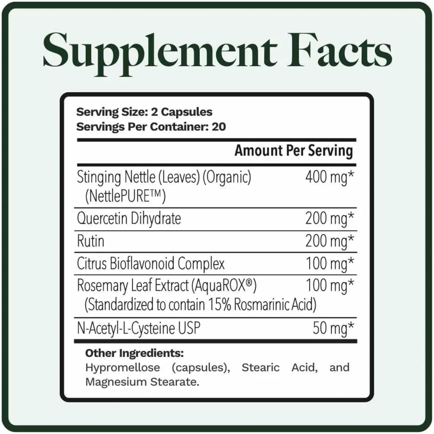 Allurtica | Sinus & Respiratory Support Supplement with Quercetin and Stinging Nettle | Seasonal Support for Adults & Kids | Non Drowsy | 40 Capsules