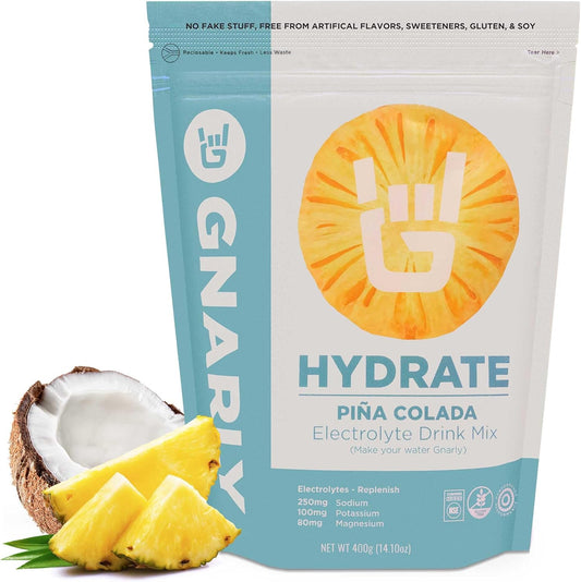Gnarly Nutrition Hydrate Electrolyte Powder – Pina Colada Exercise Hydration Drink Mix – NSF Contents Certified – Electrolyte Solution, Performance & Recovery – Pina Colada, 14.10 oz