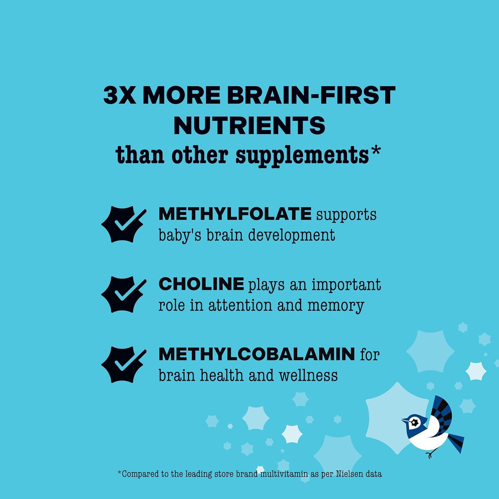 Best Nest Wellness Mama Bird Prenatal Multi Plus Iodine & Iron Free - Prenatal Vitamin for Brain & Digestive Health - Vegan Multivitamin with Methylfolate, Probiotics & More - 30 Caplets