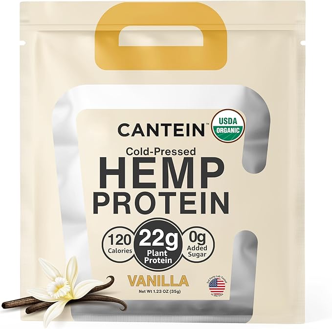Organic Hemp Protein Powder, Plant Based and Vegan Protein Shake, Lactose and Dairy Free, Gluten Free, Clean and Natural- Vanilla (1 Serving)