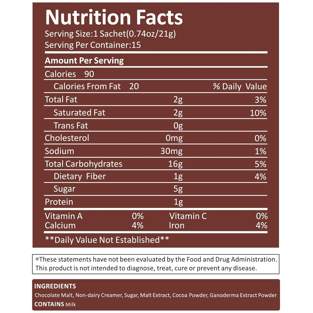 Mushroom Hot Chocolate Mix with Reishi, Mushroom Coffee Alternative Hot Cacao Powder for Energy, Mood and Immune System, Gluten Free, Vegan Mushroom Supplement, 15 Servings, 11.1 Ounce