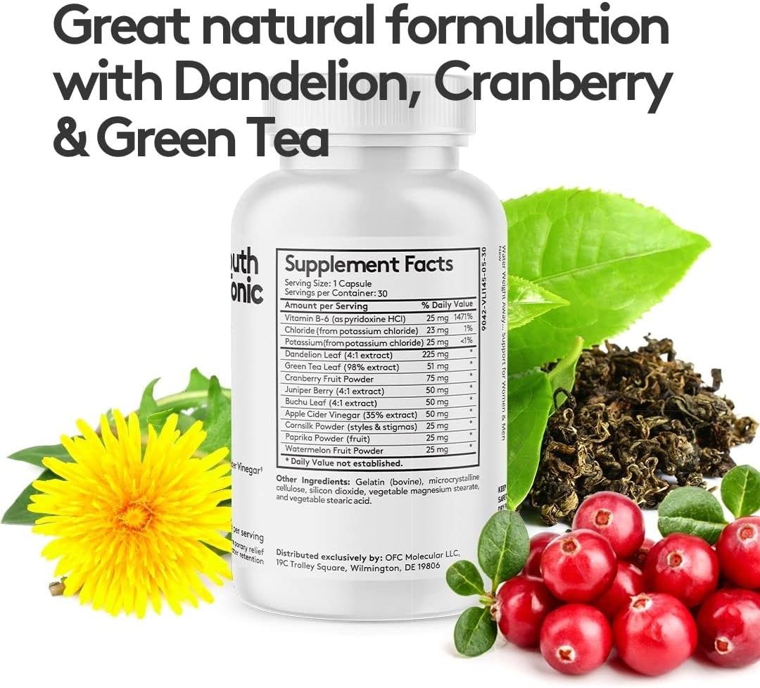 Youth & Tonic Water Retention Pills for Women and Hormone Balance Capsules for Swelling & Loss of Water and to Maintain Healthy Female Hormonal Level | 30 + 60 Capsules