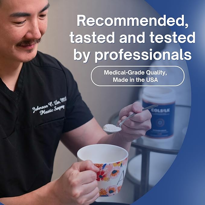 SRILabs ColSilk Unflavored Hydrolyzed Collagen Powder with Colostrum and Polypodium - Skin, Hair, Nails, Gut Health and Joint Support - One Scoop Daily | 1 Month Supply