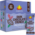 Amrita Nut Free Dark Chocolate Quinoa Vegan Protein Bars (12 Count) | 12g Plant-Based Protein Bar | Peanut Free, Gluten Free, and Dairy Free | Low Sugar, High Fiber, Healthy School-Safe Snacks