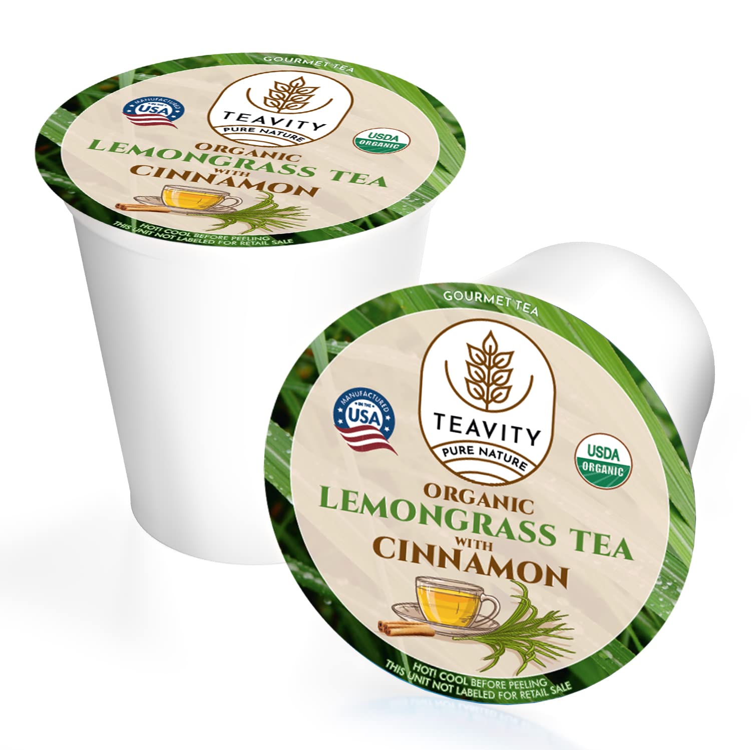 Teavity Organic Lemongrass and Cinnamon Tea Pods for Keurig - 24 Pods