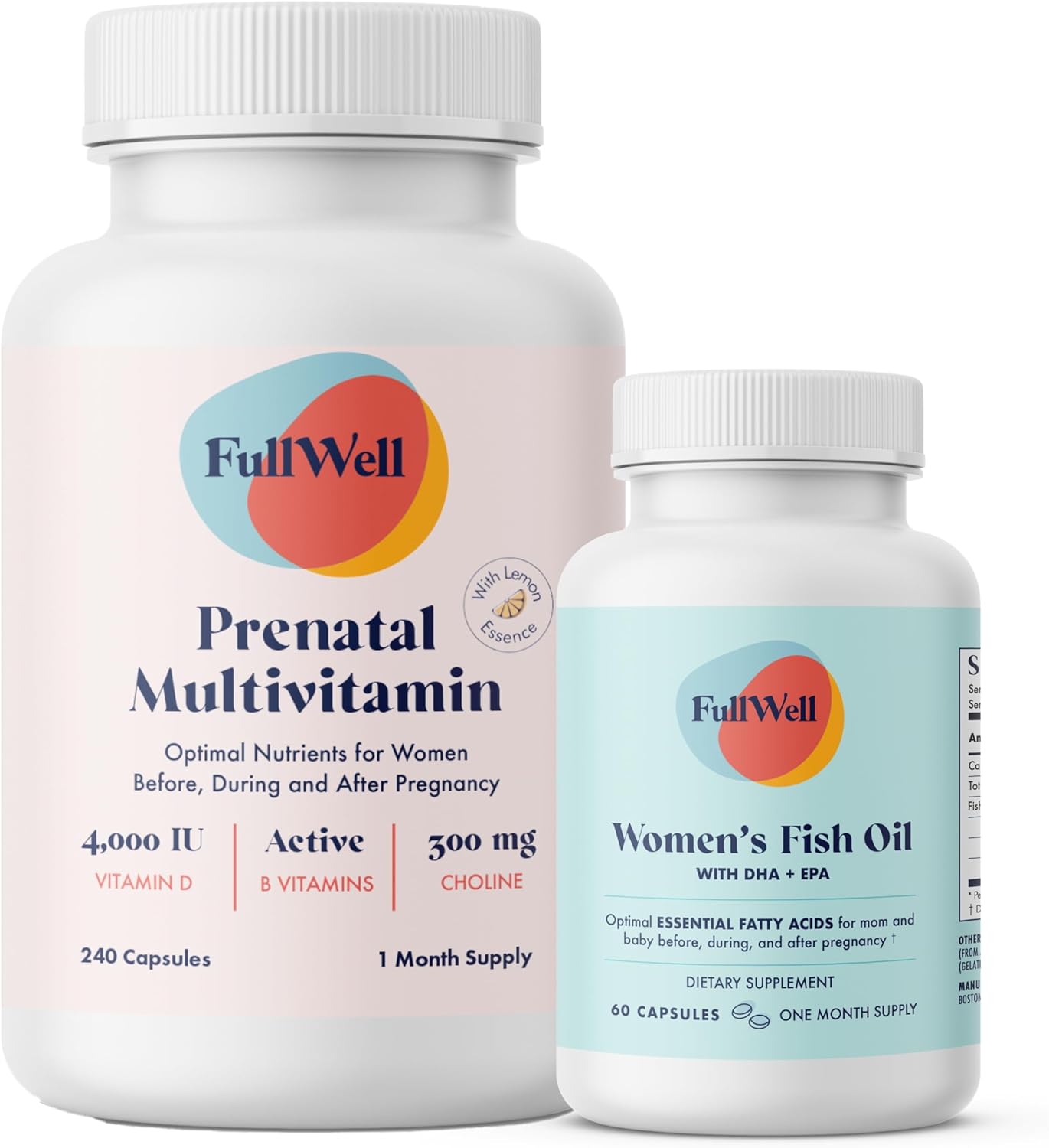Prenatal Vitamin Lemon + DHA | Omega 3 Fish Oil with DHA & EPA for Brain Development & Nervous System Support | 26+ Vital Nutrients | Dietitian-formulated, 3rd Party Tested, 30 Servings