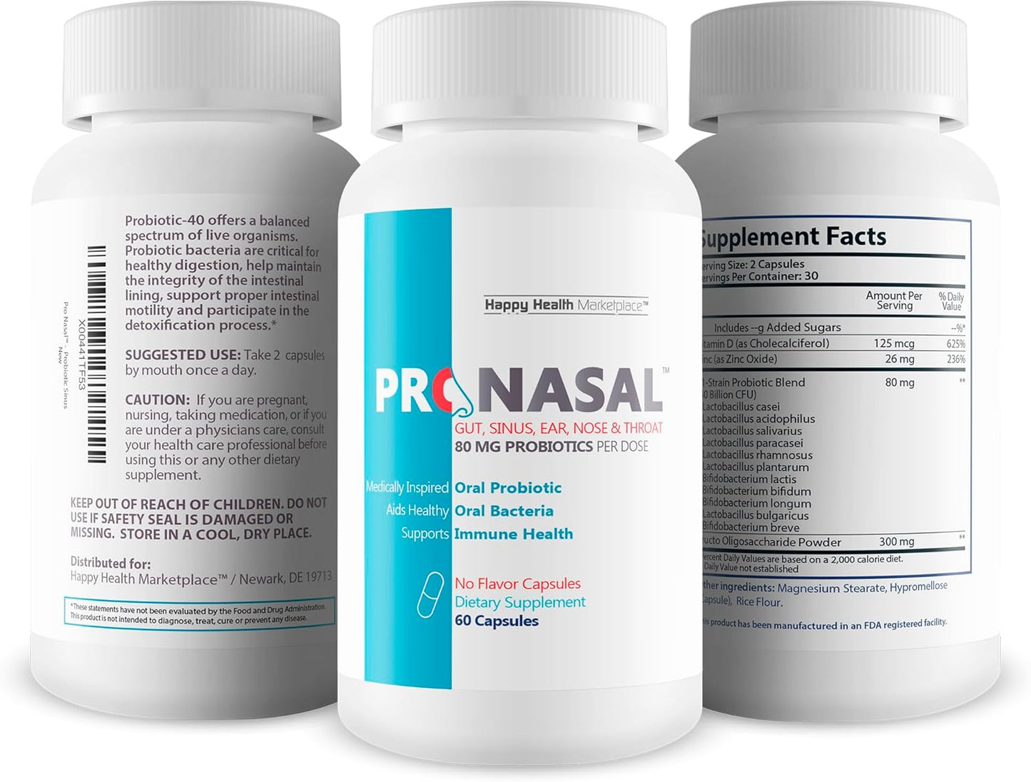 Pro Nasal - Our Best Sinus Support Supplement - Ear Nose Throat Probiotics - Sinus Probiotic for Natural Sinus Support - Oral Probiotics for Mouth Bad Breath - Dry Mouth Probiotic - Probiotic Sinus