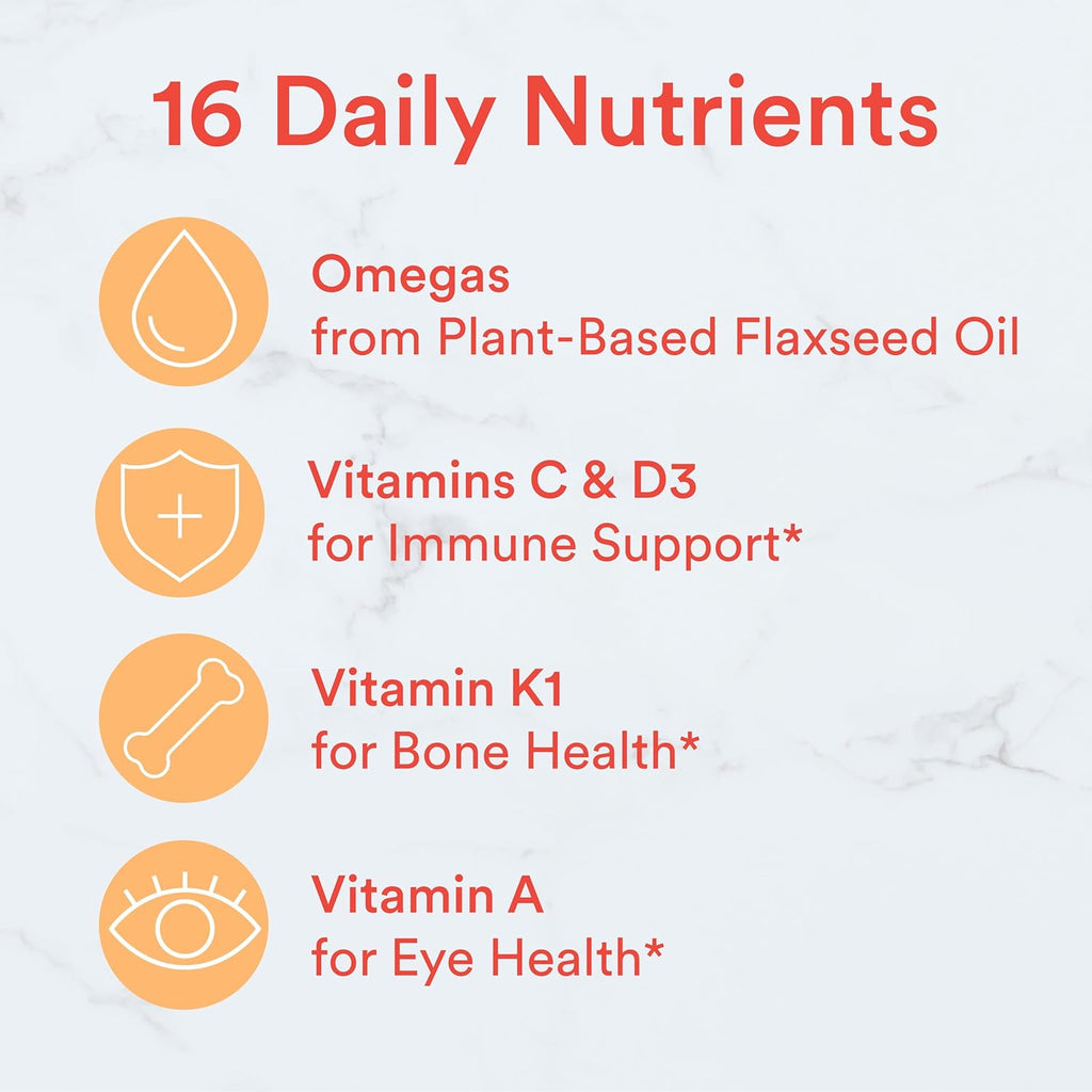 SmartyPants Kids Multivitamin Gummies, Sugar Free: Omega 3 (ALA), Vitamin D3, C, Vitamin B12, B6, A, K & Zinc for Immune Support, Biotin, Erythritol Free, Strawberry Banana, 44 Count (22 Day Supply)