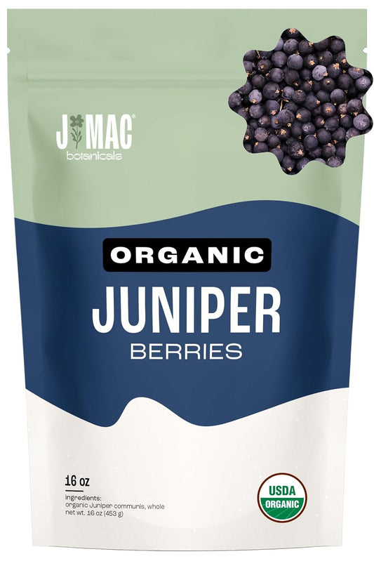 J MAC BOTANICALS, Organic Whole Juniper Berries, Certified USDA Organic, juniper for herbal infusions, seasoning beef, pork, turkey brine, soups, cocktail bombs