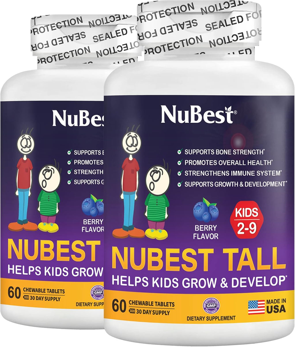 NuBest Tall Kids - Helps Grow & Develop Healthily - Immunity & Bone Strength Support - Toddlers Vitamins & Kids Vitamins for Age 2 to 9-60 Chewable Tablet - Funny Animal Shape - 2 Pack