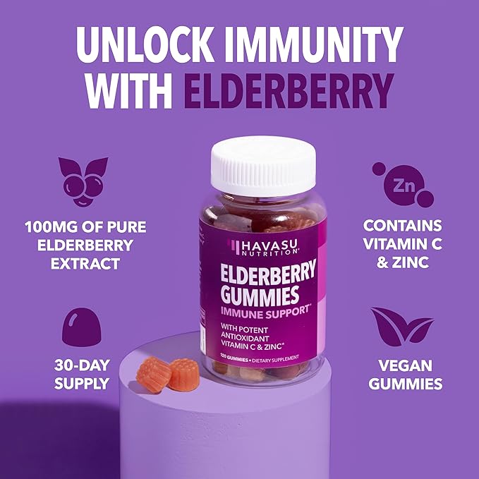 Sambucus Elderberry Gummies for Adults - Immune Support Supplement with Vitamin C and Zinc - Enhanced Formula for Daily Defense - 120 Count, 2 Month Supply, Berry Flavor - Convenient Wellness