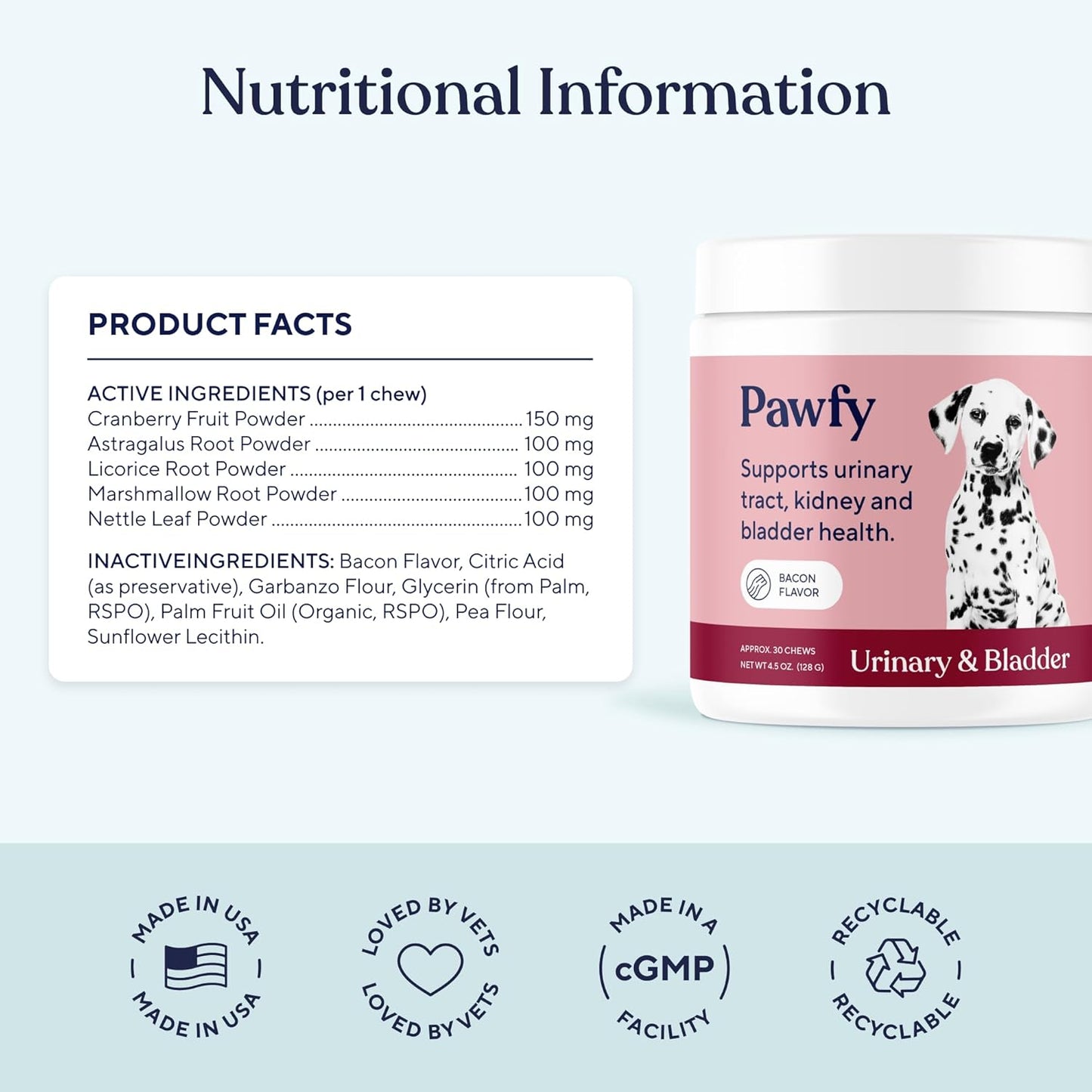 Pawfy Dog UTI Supplement | Cranberry & D-Mannose for Urinary Tract & Bladder Health | Ideal for Senior Dogs | Urinary Tract Infection Control | Dog Vitamins and Supplements - 30 Chews