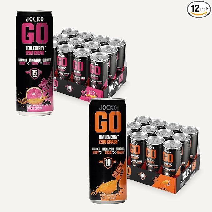 Jocko GO Energy Drink Bundle - Orange & Pink Lemonade (24 Cans) 2 Flavors